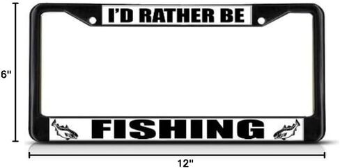 I'd Rather Be Fishing License Plate Frame Tag Holder Cover in Saudi Arabia