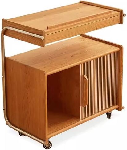 Cherry Wood Bookshelf, Solid Wood Side Cabinet, Small Bookshelf Side Table, Simple Log Bookshelves for Living Room, Bedroom, Office, or Corner Space – Large Storage, Easy Assembly in Saudi Arabia