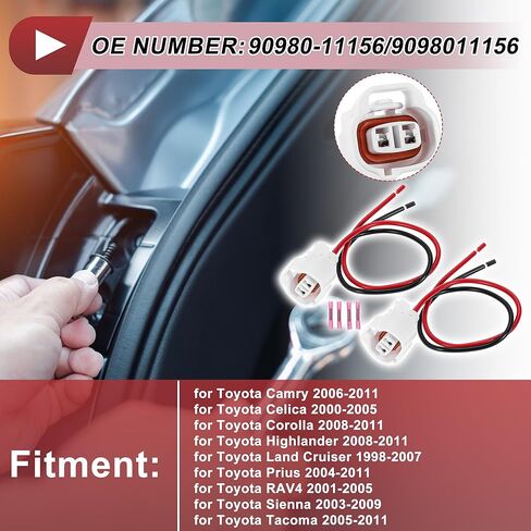 2 Set Side Marker Light Socket Wiring for Toyota Camry 2006-2011 No.90980-11156 Lamp Bulb Pigtail Connector Harness 4 Pcs Heat Shrink Terminal in Saudi Arabia