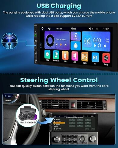 راديو سيارة ستيريو بشاشة لمس 6.9 بوصات من Apple Carplay مع بلوتوث 5.0 يدعم Android Auto Mirror Link FM EQ SWC، مستقبل صوت السيارة مع USB/SWC/MIC/TF/AUX-in in Kuwait