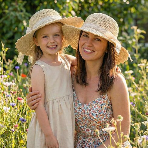 Summer Beach Sun Straw Hats for Women Wide Brim Packable Travel Bucket Hats UPF 50+ in Kuwait