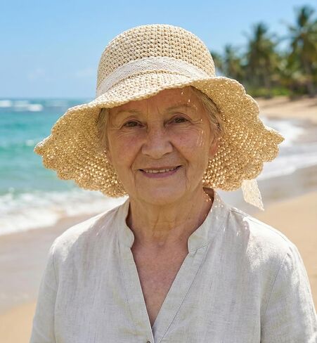 Summer Beach Sun Straw Hats for Women Wide Brim Packable Travel Bucket Hats UPF 50+ in Kuwait
