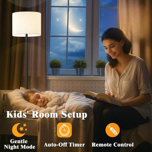 Smart Floor Lamp with APP & Remote Control - Dimmable RGB & White Light (3000K-6500K) for Living Room, Bedroom, Office - Modern Standing Lamp with 9W LED Bulb Included in Saudi Arabia