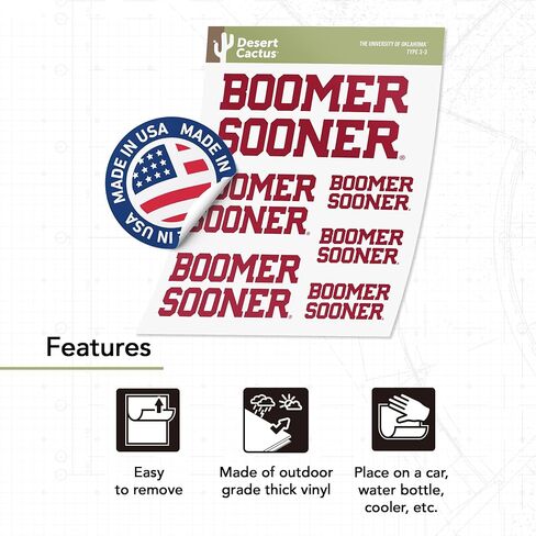 Desert Cactus University of Oklahoma Sticker Sooners Stickers Vinyl Decals Laptop Water Bottle Car Scrapbook T3 (Type 3-1) in Kuwait