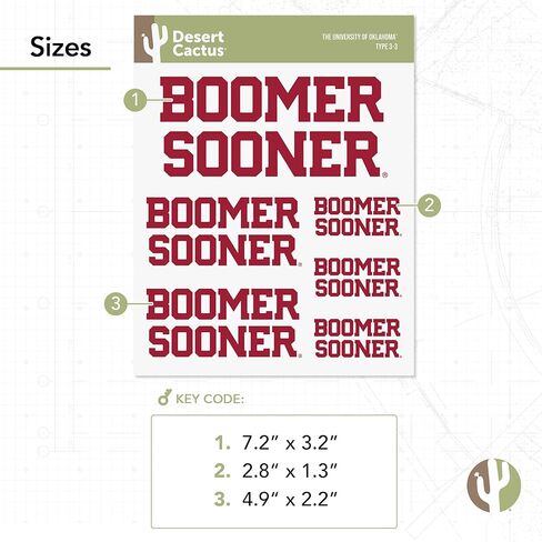 Desert Cactus University of Oklahoma Sticker Sooners Stickers Vinyl Decals Laptop Water Bottle Car Scrapbook T3 (Type 3-1) in Kuwait