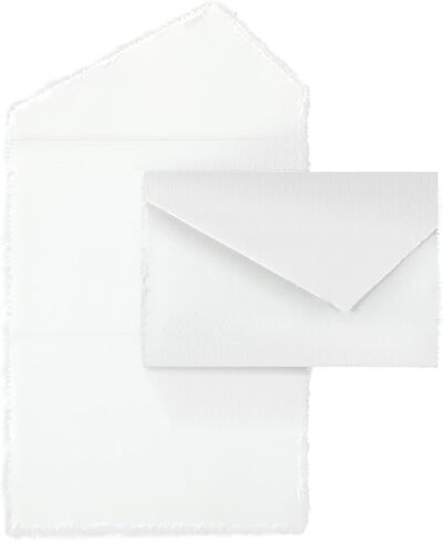 30 Pcs White Deckle Edge All in One Card Envelopes 4 x 6 Handmade White Deckle Edge Envelope for Announcements Wedding Invitations Save the Dates Engagement Announcement Greeting Card in Saudi Arabia