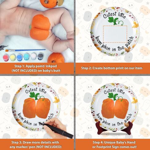 Cute Bat Trick or Treat, Smell My Feet Baby's First Halloween Footprint Sign, Gifts, Fall Halloween Decor, Wooden Toddler Kids, DIY Craft Preschool Class Project Memory Keepsake 8x10'' in Kuwait