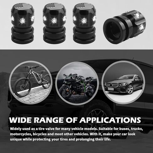 4 قطع من أغطية صمامات إطارات السيارة مع أحجار الراين وتصميم العلم، أغطية جذعية صمام الإطارات الأنيقة لديكور السيارة وحماية الصمامات مع حشية داخلية، ملحقات السيارات العالمية، غطاء إطارات السيارات in Saudi Arabia