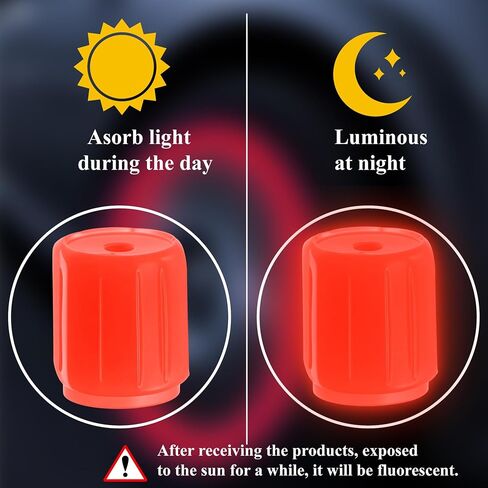 8PCS Fluorescent Tire Valve Stem Caps - Glow in The Dark Tire Valve Caps, Luminous Car Tire Air Cap Universal Fit for Cars, Trucks, Motorcycles, Bikes & Bicycles (Red) in Saudi Arabia