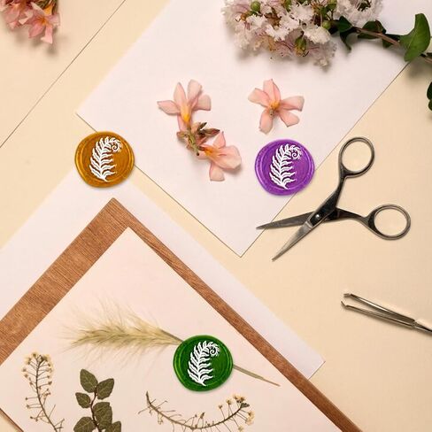 Fern Leaves Wax Seal Stamp Embossed Stamp Sealing Removable 1" Brass Wax Seal Stamp Head with Wooden Handle Sealing Wax for Birthdays Invitations Greeting Card Party Envelopes Craft in Saudi Arabia