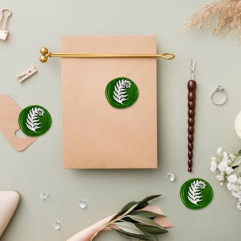 Fern Leaves Wax Seal Stamp Embossed Stamp Sealing Removable 1" Brass Wax Seal Stamp Head with Wooden Handle Sealing Wax for Birthdays Invitations Greeting Card Party Envelopes Craft in Saudi Arabia