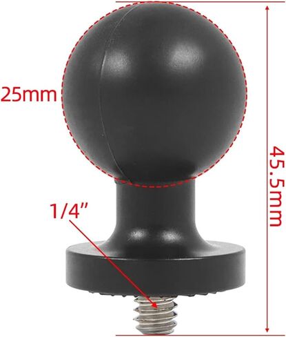 Compatible for Cameras - 25mm Rubber Ball Head Adapter, 1/4" Screw for Bike Riding Extension Arm Bracket in Saudi Arabia