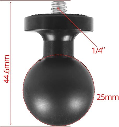 Compatible for Cameras - 25mm Rubber Ball Head Adapter, 1/4" Screw for Bike Riding Extension Arm Bracket in Saudi Arabia