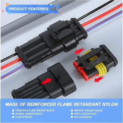 352PCS Waterproof Car Electrical Connector Terminals Kit, Automotive 1/2/3/4 Pin Male & Female Connectors, Quick Disconnect Vehicle Wire Harness Connector Plug Part for Car, Boat, Motorcycle in Saudi Arabia