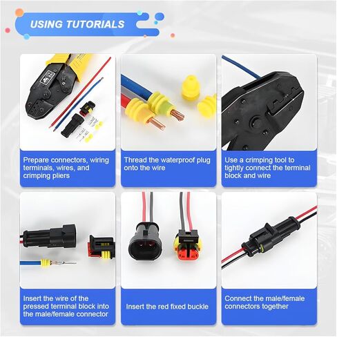 352PCS Waterproof Car Electrical Connector Terminals Kit, Automotive 1/2/3/4 Pin Male & Female Connectors, Quick Disconnect Vehicle Wire Harness Connector Plug Part for Car, Boat, Motorcycle in Saudi Arabia