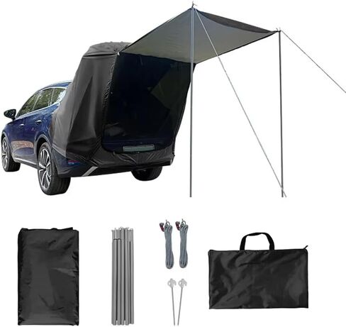 Tailgate Tent SUV Camping Awning Shade Compatible with for Citroen C5 Aircross 2020-2025 Camping Auto Shade Smooth Ventilation,A-Without Sun Shade Pole-Black in Saudi Arabia