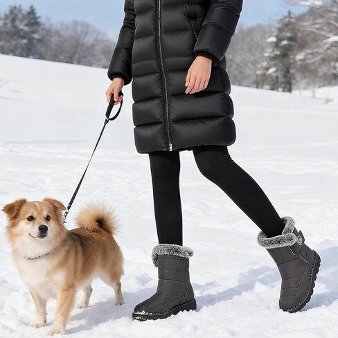 Womens Winter Snow Boots With Warm Fur Lining Comfortable Booties Non Slip Waterproof Outdoor Shoes in Saudi Arabia