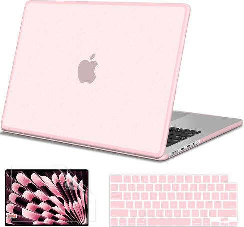 G JGOO متوافق مع حافظة MacBook Pro 14 بوصة إصدار 2025-2021 M5 M4 M3 M2 M1 A3434 A3112 A3185 A3401 A2918 A2992 A2779 A2442، حافظة صلبة مضادة للكسر من مادة TPU الناعمة غير اللامعة، وردي فاتح in Kuwait