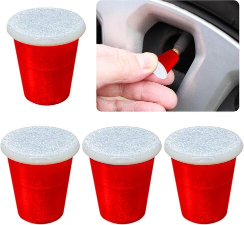 Mini Party Cup Tire Valve Stem Caps – Funny Drink Cup Car Accessories – Set of 4 – Universal Fit for Car, Bike, Truck, SUV – Cute & Unique Air Valve Covers in Saudi Arabia