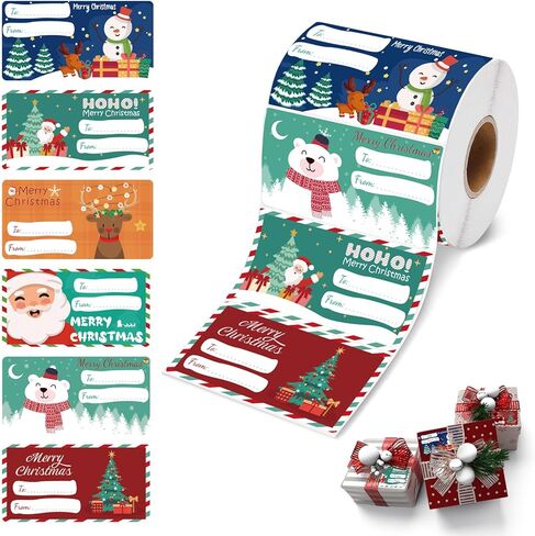 500 PCS Christmas Gift Tags Stickers – Self-Adhesive Holiday Name Labels for Christmas Presents, Wrapping Paper, Gift Bags & Seasonal Decorations (2.95 x 1.6 Inch) in Saudi Arabia