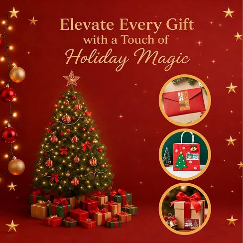 500 PCS Christmas Gift Tags Stickers – Self-Adhesive Holiday Name Labels for Christmas Presents, Wrapping Paper, Gift Bags & Seasonal Decorations (2.95 x 1.6 Inch) in Saudi Arabia