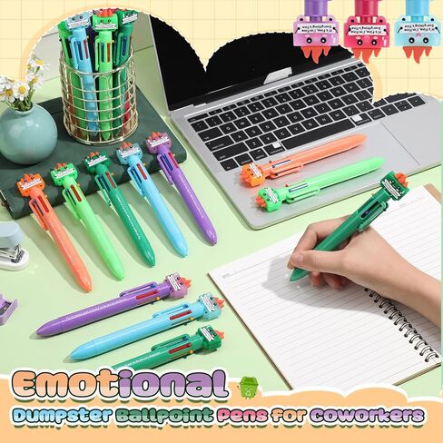 24 Pcs Christmas Dumpster Fire Gifts Luminous Dumpster Fire Pens Bulk 6-in-1 Multicolor Ballpoint Pens Positive Funny Emotional Support Employee Appreciation Gifts for Coworker (Multicolor) in Saudi Arabia