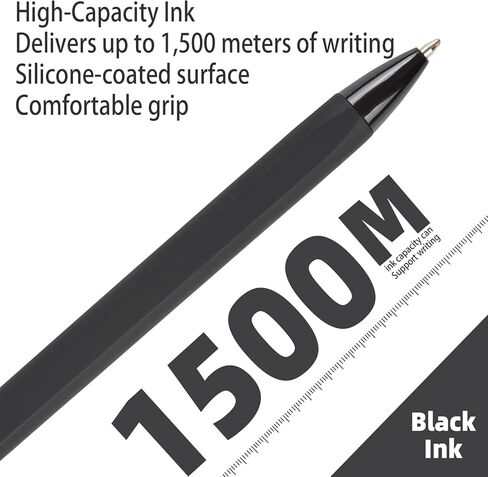 Pens Bulk - 50-Pack Black Ink Pens. 1.0mm Medium Tip Ballpoint Pens. Smooth writing, no skipping or bleeding. Retractable ballpoint pens. Suitable for students, office workers, teachers, and nurses. in Saudi Arabia