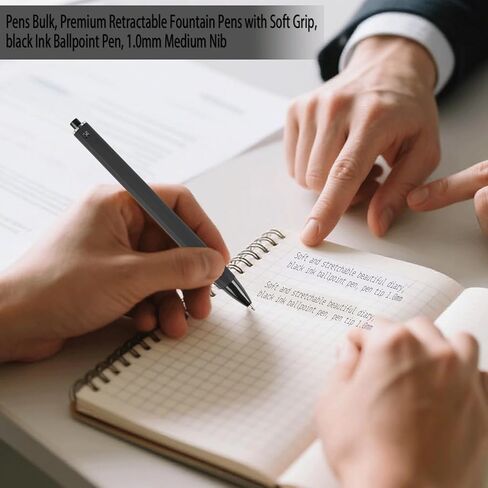 Pens Bulk - 50-Pack Black Ink Pens. 1.0mm Medium Tip Ballpoint Pens. Smooth writing, no skipping or bleeding. Retractable ballpoint pens. Suitable for students, office workers, teachers, and nurses. in Saudi Arabia