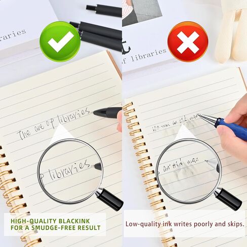 Pens Bulk - 50-Pack Black Ink Pens. 1.0mm Medium Tip Ballpoint Pens. Smooth writing, no skipping or bleeding. Retractable ballpoint pens. Suitable for students, office workers, teachers, and nurses. in Saudi Arabia