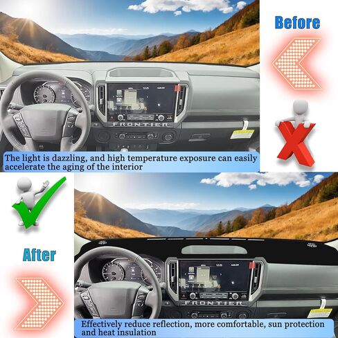 Dashboard Cover Dash Cover Mat Pad Carpet Custom Fit for Nissan Frontier 2022 2023 2024 2025 Accessories Anti-Skid Center Console Protector Cover Mat(Black Edge) in Saudi Arabia