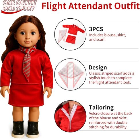 20 Pcs Doll Clothes & Accessories for 18 Inch Dolls – Educational Role Play Gift Set for Girls with 5 Themed Outfits (Graduate, Doctor, Santa, Soccer Player, Flight Attendant), 2 Puppies & 3 Headbands in Saudi Arabia