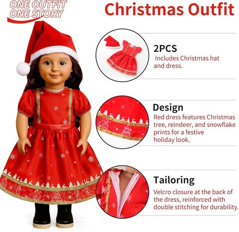 20 Pcs Doll Clothes & Accessories for 18 Inch Dolls – Educational Role Play Gift Set for Girls with 5 Themed Outfits (Graduate, Doctor, Santa, Soccer Player, Flight Attendant), 2 Puppies & 3 Headbands in Saudi Arabia