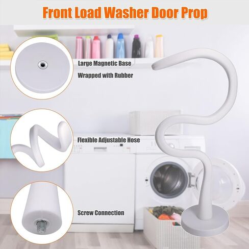 17Inch Door Stopper Length Front Load Washer Door Prop Flexible Washing Magnetic Machine Holder with 43mm Base (White) in Saudi Arabia