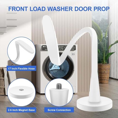 17Inch Door Stopper Length Front Load Washer Door Prop Flexible Washing Magnetic Machine Holder with 43mm Base (White) in Saudi Arabia