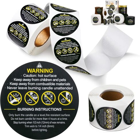 Candle Warning Labels, Container Stickers, Safety Stickers, Decal for Candle Making DIY & Small Businesses(Black,1.5inch,1000pcs) in Saudi Arabia