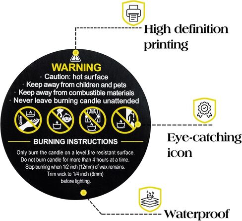 Candle Warning Labels, Container Stickers, Safety Stickers, Decal for Candle Making DIY & Small Businesses(Black,1.5inch,1000pcs) in Saudi Arabia