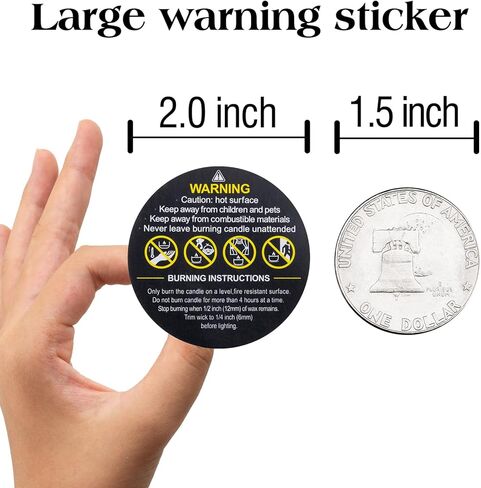 Candle Warning Labels, Container Stickers, Safety Stickers, Decal for Candle Making DIY & Small Businesses(Black,1.5inch,1000pcs) in Saudi Arabia