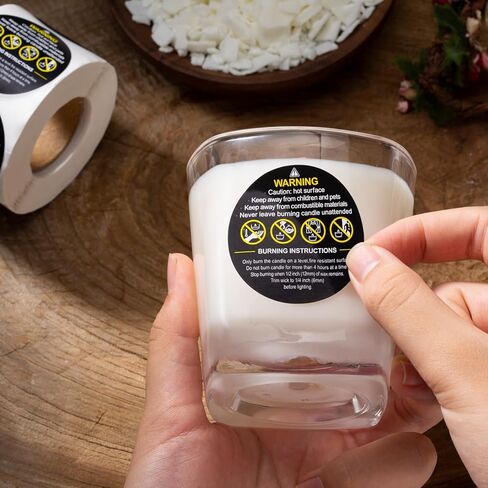 Candle Warning Labels, Container Stickers, Safety Stickers, Decal for Candle Making DIY & Small Businesses(Black,1.5inch,1000pcs) in Saudi Arabia