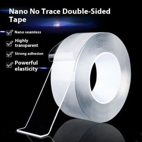 Double Sided Tape, Transparent Removable Adhesive Stick Tape with Strong Sticky Elastic Traceless Design, Suitable for Home Office Wall Decor, Easy to Cut in Saudi Arabia