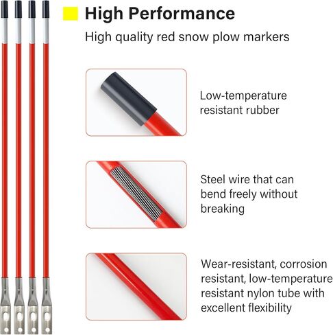 27" Snow Plow Blade Markers Guide Kit Red All Steel Wire Never Breaks 304L Stainless Steel Joints Compatible with Boss Blizzard Western Plows (OEM 62265) Most SUV UTV ATV Pickup Truck Snow Plows（4PS） in Saudi Arabia