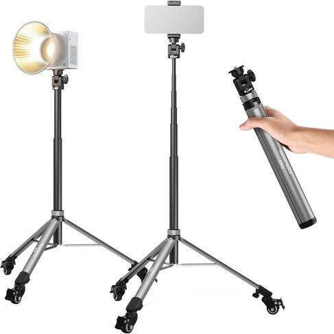 NEEWER 10ft Heavy Duty Air Cushioned Light Stand with Casters, Adjustable Tripod Stand, Stainless Steel Photography Wheeled Stand for Studio Flash Softbox Monolight Reflector, SC305AW in Kuwait