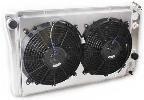 3 Rows Full Aluminum Radiator with Shroud Fan For Chevy S10 v8 LS Swap 1982-2002 in Saudi Arabia