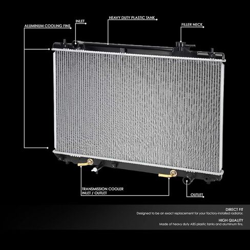 DNA Motoring OEM-RA-2454 OE Style Aluminum Core Radiator DPI 2454 Compatible with 01-07 Highlander AT/MT, 28-11/16" W X 17-5/8" H X 1" D, 1-5/16" Inlet, 1-5/16" Outlet in Saudi Arabia