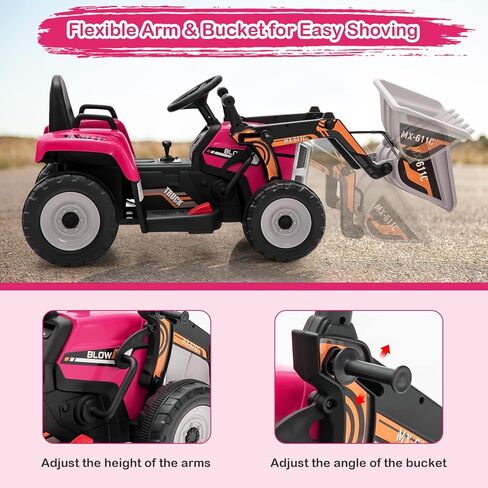 HONEY JOY Ride On Excavator، 12 فولت للأطفال جرافة ركوب على السيارة مع جهاز تحكم عن بعد، مركبة بناء كهربائية للأطفال حفار، 3 سرعات، دلو حفر قابل للتعديل، ركوب على جرار للأولاد البنات (أصفر) in Kuwait