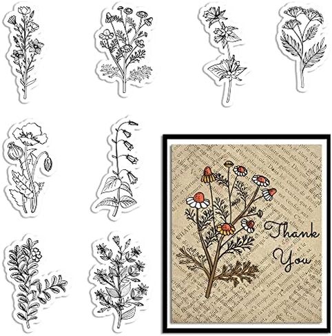 Spring Flowers Leaves Clear Stamps for Card Making and Journaling, Daisies Flowers Silicone Stamps Plants Leaf Rubber Stamps for Scrapbooking DIY Cards Album Crafts Supplies in Saudi Arabia