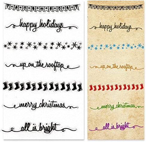 Christmas Snowflake Clear Stamps for Card Making and Journaling, Xmas Socking Silicone Stamps Merry Christmas Words Rubber Stamps for Scrapbooking DIY Cards Album Crafts Supplies in Saudi Arabia