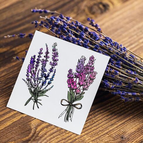 4Pcs Mini Lavender Clear Stamps for DIY Scrapbooking Lavender Flowers Silicone Stamp Seals Transparent Stamps for Cards Making Photo Album Journal Decoration 2.2x2.2inch in Saudi Arabia