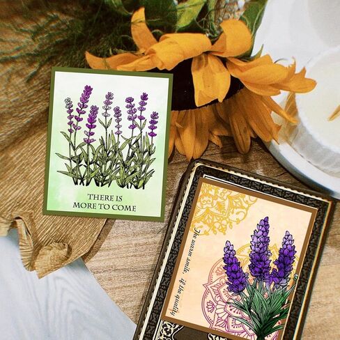 4Pcs Mini Lavender Clear Stamps for DIY Scrapbooking Lavender Flowers Silicone Stamp Seals Transparent Stamps for Cards Making Photo Album Journal Decoration 2.2x2.2inch in Saudi Arabia