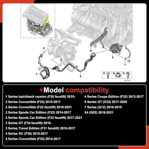 11537643094 Turbocharger Coolant Line Compatible with BMW 330e 330i GT xDrive 330i xDrive 530i xDrive 430i 430i xDrive 430i xDrive Gran Coupe X3 230i 230i xDrive X4 Replace# 11538854734 V204469 in Saudi Arabia