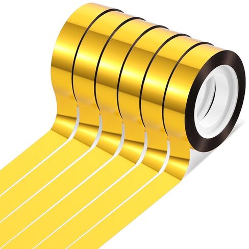 6 Rolls Mirror Tape Border, 1/2 Inch Gold Chrome Tapes, Self Adhesive Metalized Polyester Film Decorative Tapes, DIY Graphic Art Tape for Wall Decor TV Frame Crafts Gift Box Wrapping in Saudi Arabia